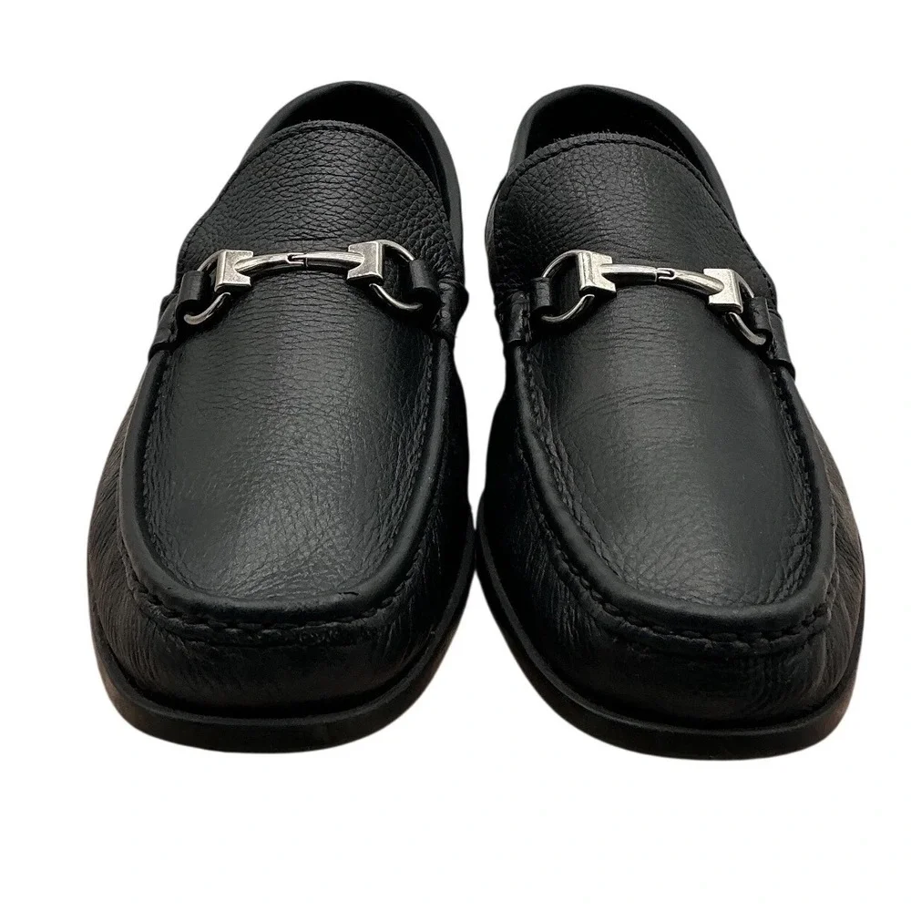 Sandro Moscoloni Malibu Black Pebbled Leather Bit Loafers Mens 10D Made in Spain